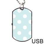 Polka Dots - White on Light Cyan Dog Tag USB Flash (Two Sides)