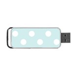 Polka Dots - White on Light Cyan Portable USB Flash (Two Sides)