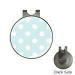 Polka Dots - White on Light Cyan Golf Ball Marker Hat Clip