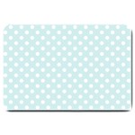 Polka Dots - White on Light Cyan Large Doormat