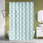 Polka Dots - White on Light Cyan Shower Curtain 48  x 72  (Small)
