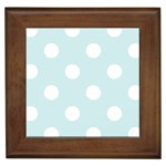 Polka Dots - White on Light Cyan Framed Tile