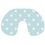 Polka Dots - White on Light Cyan Travel Neck Pillow
