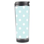 Polka Dots - White on Light Cyan Travel Tumbler