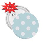 Polka Dots - White on Light Cyan 2.25  Button (10 pack)