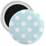 Polka Dots - White on Light Cyan 3  Magnet
