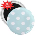 Polka Dots - White on Light Cyan 3  Magnet (10 pack)