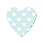 Polka Dots - White on Light Cyan Magnet (Heart)