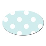Polka Dots - White on Light Cyan Magnet (Oval)