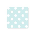 Polka Dots - White on Light Cyan Magnet (Square)