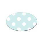Polka Dots - White on Light Cyan Sticker Oval (100 pack)