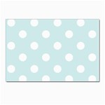 Polka Dots - White on Light Cyan Postcard 5  x 7 