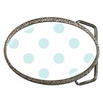 Polka Dots - Light Cyan on White Belt Buckle