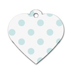 Polka Dots - Light Cyan on White Dog Tag Heart (Two Sides)