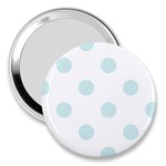 Polka Dots - Light Cyan on White 3  Handbag Mirror