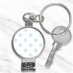 Polka Dots - Light Cyan on White Nail Clippers Key Chain