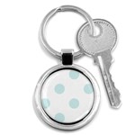 Polka Dots - Light Cyan on White Key Chain (Round)