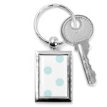 Polka Dots - Light Cyan on White Key Chain (Rectangle)