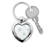 Polka Dots - Light Cyan on White Key Chain (Heart)