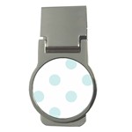 Polka Dots - Light Cyan on White Money Clip (Round)