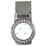 Polka Dots - Light Cyan on White Money Clip (CZ)