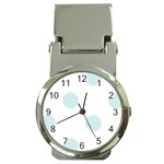 Polka Dots - Light Cyan on White Money Clip Watch