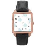 Polka Dots - Light Cyan on White Rose Gold Leather Watch