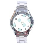 Polka Dots - Light Cyan on White Stainless Steel Analogue Watch