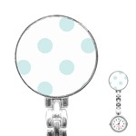 Polka Dots - Light Cyan on White Stainless Steel Nurses Watch