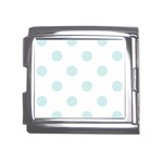 Polka Dots - Light Cyan on White Mega Link Italian Charm (18mm)