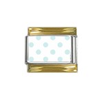 Polka Dots - Light Cyan on White Gold Trim Italian Charm (9mm)