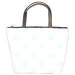 Polka Dots - Light Cyan on White Bucket Bag