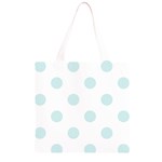 Polka Dots - Light Cyan on White Grocery Light Tote Bag