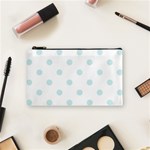 Polka Dots - Light Cyan on White Cosmetic Bag (S)