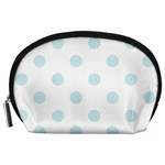 Polka Dots - Light Cyan on White Accessory Pouch (Large)