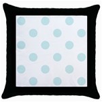 Polka Dots - Light Cyan on White Throw Pillow Case (Black)