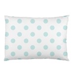 Polka Dots - Light Cyan on White Pillow Case (One Side)