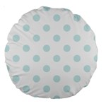 Polka Dots - Light Cyan on White Large 18  Premium Round Cushion