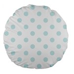 Polka Dots - Light Cyan on White Large 18  Premium Flano Round Cushion