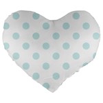 Polka Dots - Light Cyan on White Large 19  Premium Heart Shape Cushion