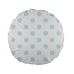 Polka Dots - Light Cyan on White Standard 15  Premium Round Cushion