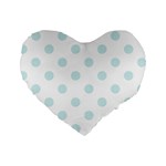 Polka Dots - Light Cyan on White Standard 16  Premium Heart Shape Cushion