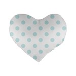 Polka Dots - Light Cyan on White Standard 16  Premium Flano Heart Shape Cushion