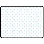 Polka Dots - Light Cyan on White Double Sided Fleece Blanket (Large) (Two Sides)