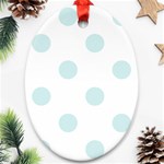 Polka Dots - Light Cyan on White Oval Ornament (Two Sides)