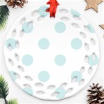 Polka Dots - Light Cyan on White Ornament (Round Filigree)