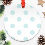 Polka Dots - Light Cyan on White Round Ornament (Two Sides)