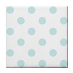 Polka Dots - Light Cyan on White Tile Coaster