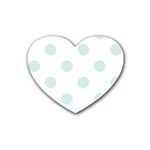 Polka Dots - Light Cyan on White Rubber Coaster (Heart)