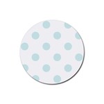 Polka Dots - Light Cyan on White Rubber Round Coaster (4 pack)